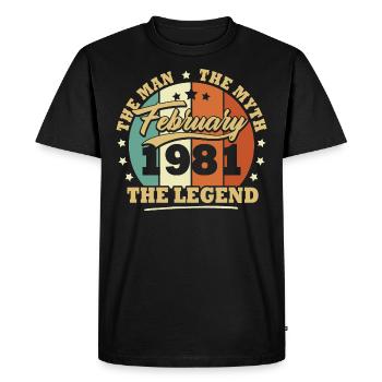 Février 1981, 42 Ans Anniversaire Homme femme - T-shirt Premium bio Homme - noir - Devant - Nico (187cm)
