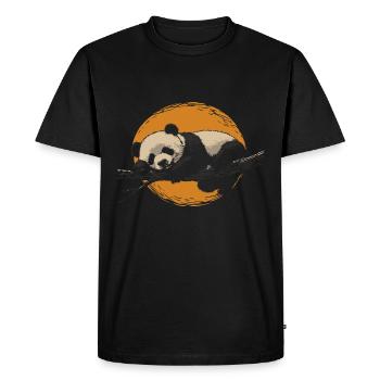 Panda dort avant le coucher du soleil millésime - T-shirt Premium bio Homme - noir - Devant - Nico (187cm)