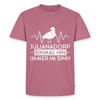 Julianadorp Möwe Herzschlag Urlaub Spruch - Männer Premium Bio T-Shirt - Mauve - Vorne - Nico (187cm)