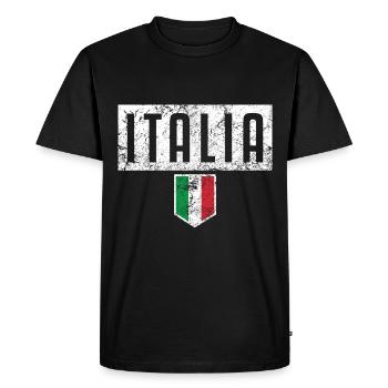 Drapeau italien coeur amour Italie - T-shirt Premium bio Homme - noir - Devant - Nico (187cm)