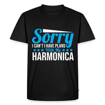 Playing Harmonica Gift - Men's Premium Organic T-Shirt - black - Front - Nico (187cm)
