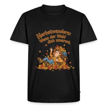 Randonnée d’automne : Quand la forêt vous embrasse - T-shirt Premium bio Homme - noir - Devant - Nico (187cm)