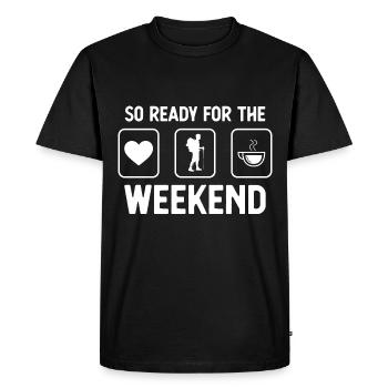 So ready for the weekend - coffee - hiking - - Men's Premium Organic T-Shirt - black - Front - Nico (187cm)