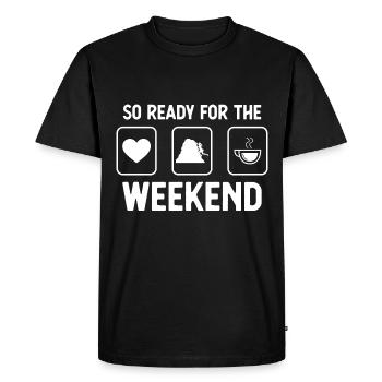 So ready for the weekend - coffee - climbing f - Men's Premium Organic T-Shirt - black - Front - Nico (187cm)