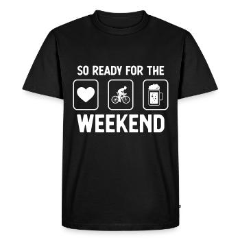 Si prêt pour le week-end - bière - homme vélo - T-shirt Premium bio Homme - noir - Devant - Nico (187cm)