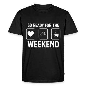 Alors prêt pour le week-end - Kaffee - Campingzel - T-shirt Premium bio Homme - noir - Devant - Nico (187cm)