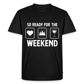 Si prêt pour le week-end - Vin - Arbres - - T-shirt Premium bio Homme - noir - Devant - Nico (187cm)