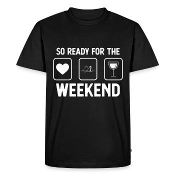 Si prêt pour le week-end - Vin - Tente de camping - T-shirt Premium bio Homme - noir - Devant - Nico (187cm)