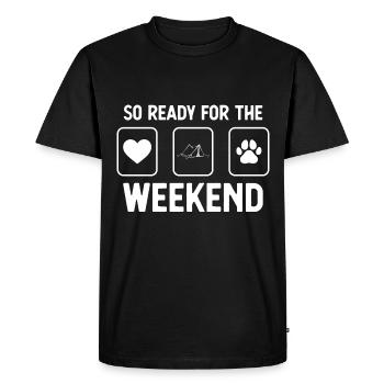 Si prêt pour le week-end - Dogpaw - Campin - T-shirt Premium bio Homme - noir - Devant - Nico (187cm)