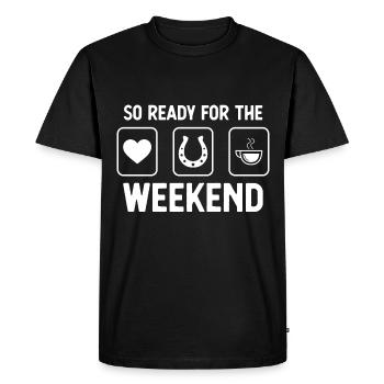 Si prêt pour le week-end - café - fers à cheval - - T-shirt Premium bio Homme - noir - Devant - Nico (187cm)