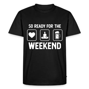 So ready pour le week-end - Bière - Yoga - - T-shirt Premium bio Homme - noir - Devant - Nico (187cm)