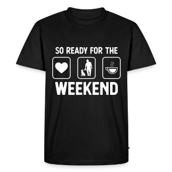 So ready for the weekend - Coffee - Man with H - Men's Premium Organic T-Shirt - black - Front - Nico (187cm)