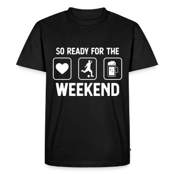 Si prêt pour le week-end - bière - match de football - T-shirt Premium bio Homme - noir - Devant - Nico (187cm)