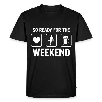 Si prêt pour le week-end - Bière - Fitness - - T-shirt Premium bio Homme - noir - Devant - Nico (187cm)