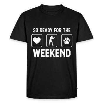 So ready for the weekend - Dog's paw - Guy Bo - Men's Premium Organic T-Shirt - black - Front - Nico (187cm)
