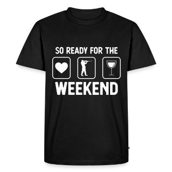 Donc prêt pour le week-end - vin - chasse - - T-shirt Premium bio Homme - noir - Devant - Nico (187cm)