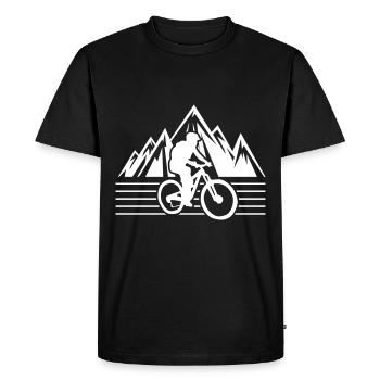 Mountainbike montagne silhouette symbole - T-shirt Premium bio Homme - noir - Devant - Nico (187cm)