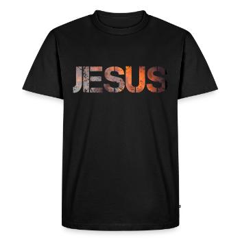 Jésus, nom de Jésus - T-shirt Premium bio Homme - noir - Devant - Nico (187cm)
