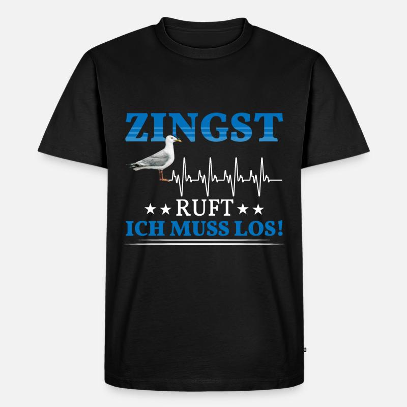 Zingst ruft Herzschlag Ostsee Möwe - Männer Premium Bio T-Shirt - Schwarz