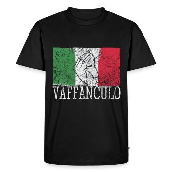 Drôle italienne Italie Vaffanculo geste hand - T-shirt Premium bio Homme - noir - Devant - Nico (187cm)