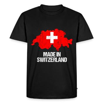 Suisse Carte suisse avec drapeau rouge - T-shirt Premium bio Homme - noir - Devant - Nico (187cm)
