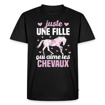 Juste une fille qui aime les chevaux humour - T-shirt Premium bio Homme - noir - Devant - Nico (187cm)