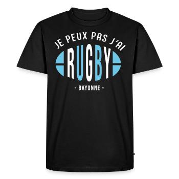 Rugby Bayonne Je peux pas j ai rugby bayonnais - T-shirt Premium bio Homme - noir - Devant - Nico (187cm)