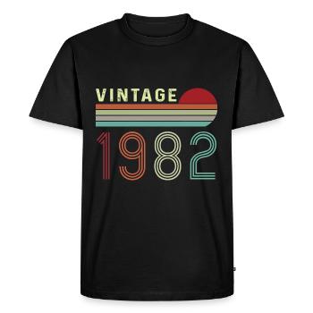 Vintage 1982 Birthday Retro Vintage Gift - Men's Premium Organic T-Shirt - black - Front - Nico (187cm)