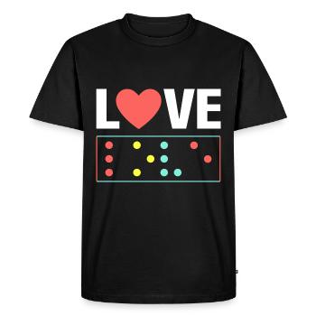J’adore le braille - T-shirt Premium bio Homme - noir - Devant - Nico (187cm)