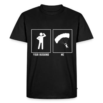Your husband - Me - Paragliding Diagonal Vekto - Men's Premium Organic T-Shirt - black - Front - Nico (187cm)