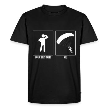 Your Husband - Me - Paragliding Descent Vector - Men's Premium Organic T-Shirt - black - Front - Nico (187cm)