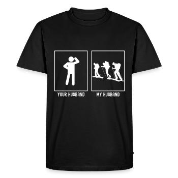 Your Husband - My Husband - Hiking Trio - Men's Premium Organic T-Shirt - black - Front - Nico (187cm)