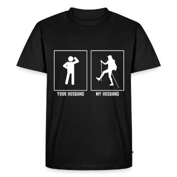 Your Husband - My Husband - Hiking Fun - Men's Premium Organic T-Shirt - black - Front - Nico (187cm)