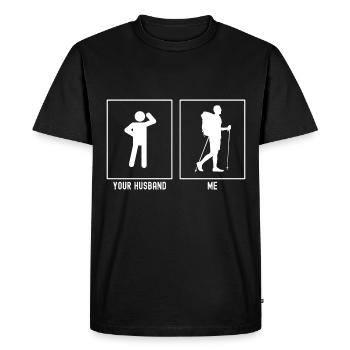 Your husband - I - Wandering man Hiking - Men's Premium Organic T-Shirt - black - Front - Nico (187cm)