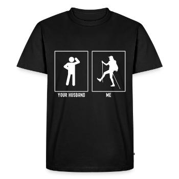 Your husband - I - Hiking Foot up - Men's Premium Organic T-Shirt - black - Front - Nico (187cm)