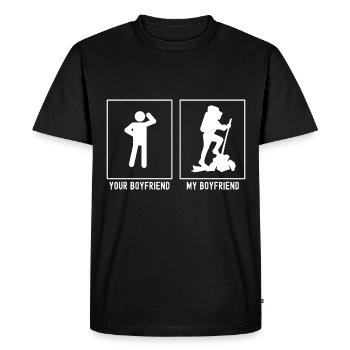 Votre ami - Mon ami - Randonnée sur les sommets des montagnes - T-shirt Premium bio Homme - noir - Devant - Nico (187cm)