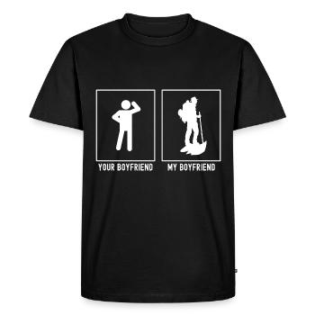 Votre ami - Mon ami - Bâton de marche - T-shirt Premium bio Homme - noir - Devant - Nico (187cm)