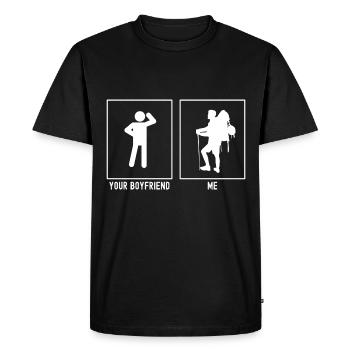 Votre ami - moi - randonnée debout avec bâton - T-shirt Premium bio Homme - noir - Devant - Nico (187cm)