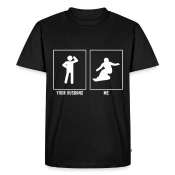 Your Husband - Me - Snowboarding Illustration - Men's Premium Organic T-Shirt - black - Front - Nico (187cm)
