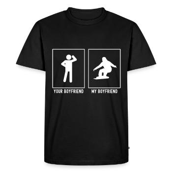 Dein Freund - Mein Freund - Snowboarding nach rech - Men's Premium Organic T-Shirt - black - Front - Nico (187cm)