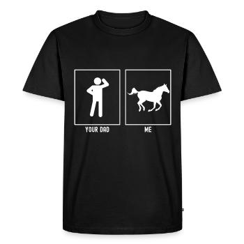 Your father - me - Running horse to the right - Men's Premium Organic T-Shirt - black - Front - Nico (187cm)