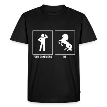 Votre ami - moi - cheval debout sur deux jambes - T-shirt Premium bio Homme - noir - Devant - Nico (187cm)
