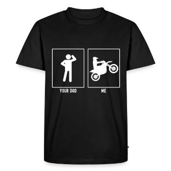 Ton père - Moi - Motocyclisme professionnel - T-shirt Premium bio Homme - noir - Devant - Nico (187cm)