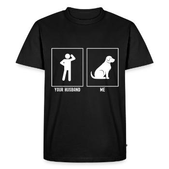 Your husband - me - cute dog - Men's Premium Organic T-Shirt - black - Front - Nico (187cm)