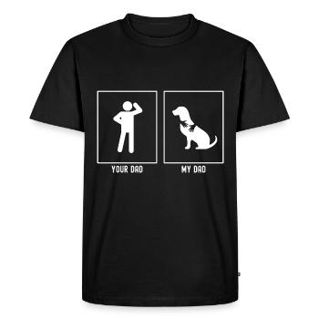 Your Father - My Father - Hugging Dog - Men's Premium Organic T-Shirt - black - Front - Nico (187cm)