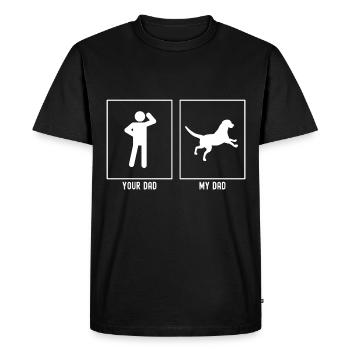 Your father - My father - dog falls - Men's Premium Organic T-Shirt - black - Front - Nico (187cm)