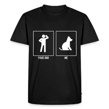 Ton père - moi - chien de garde - T-shirt Premium bio Homme - noir - Devant - Nico (187cm)
