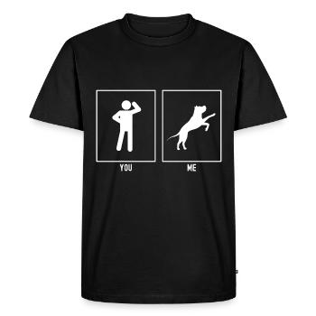 You - Me - Lifting Dog - Men's Premium Organic T-Shirt - black - Front - Nico (187cm)