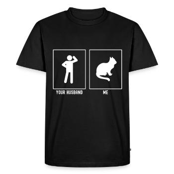 Votre mari - moi - patient chat - T-shirt Premium bio Homme - noir - Devant - Nico (187cm)