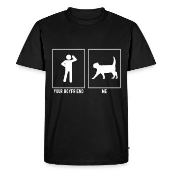 Votre ami - moi - chat approche - T-shirt Premium bio Homme - noir - Devant - Nico (187cm)